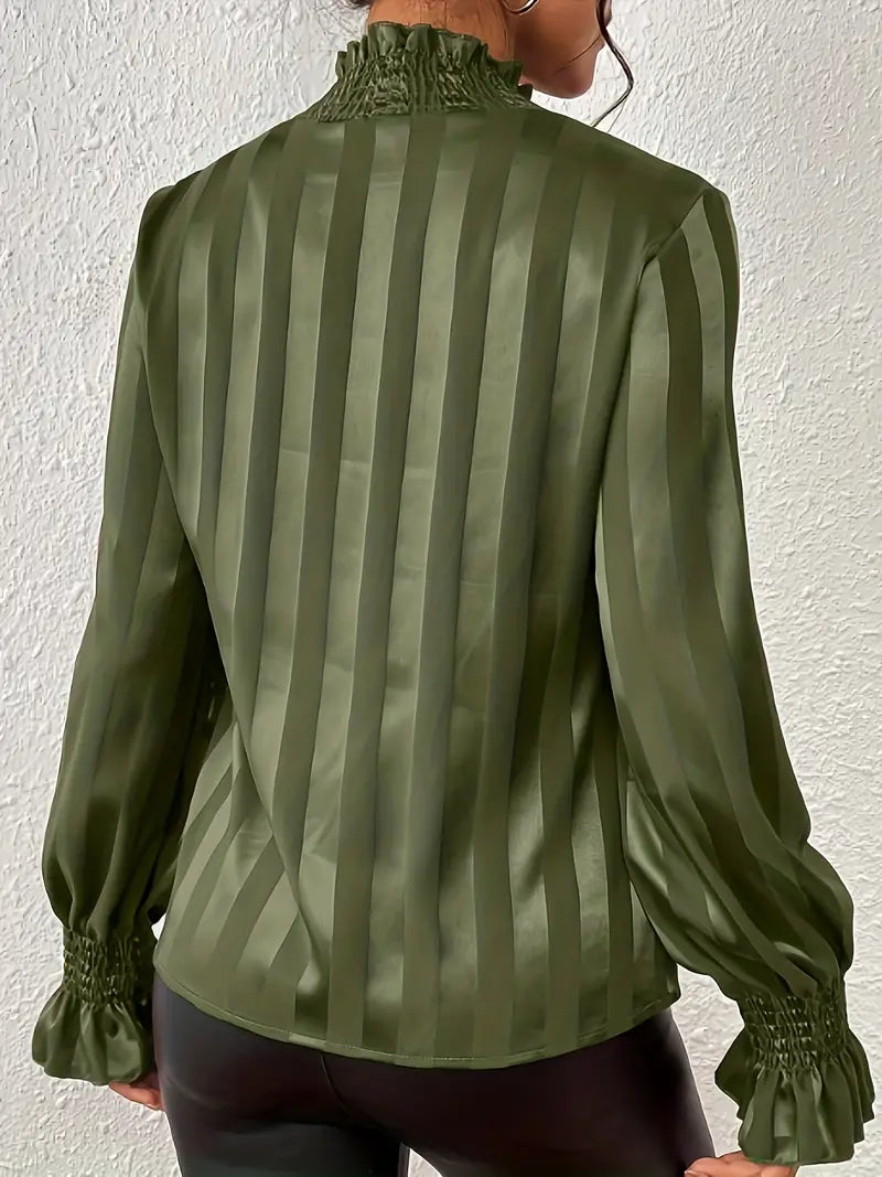 Camila - Elegante Herbstbluse mit feinem Rautendesign und Rundhalsausschnitt für die stilbewusste Frau