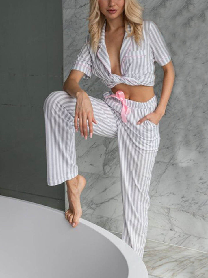Elowyn - Ensemble loungewear rayé luxueux pour une expérience de confort inégalée pour femmes