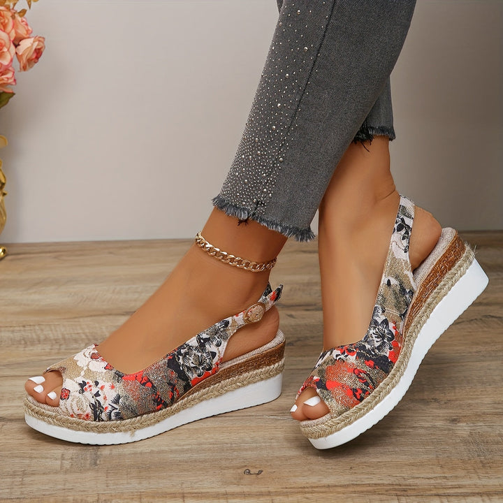 Flora - Stilvolle und bequeme Keilabsatzsandalen mit schönem Blumenmuster für Frauen