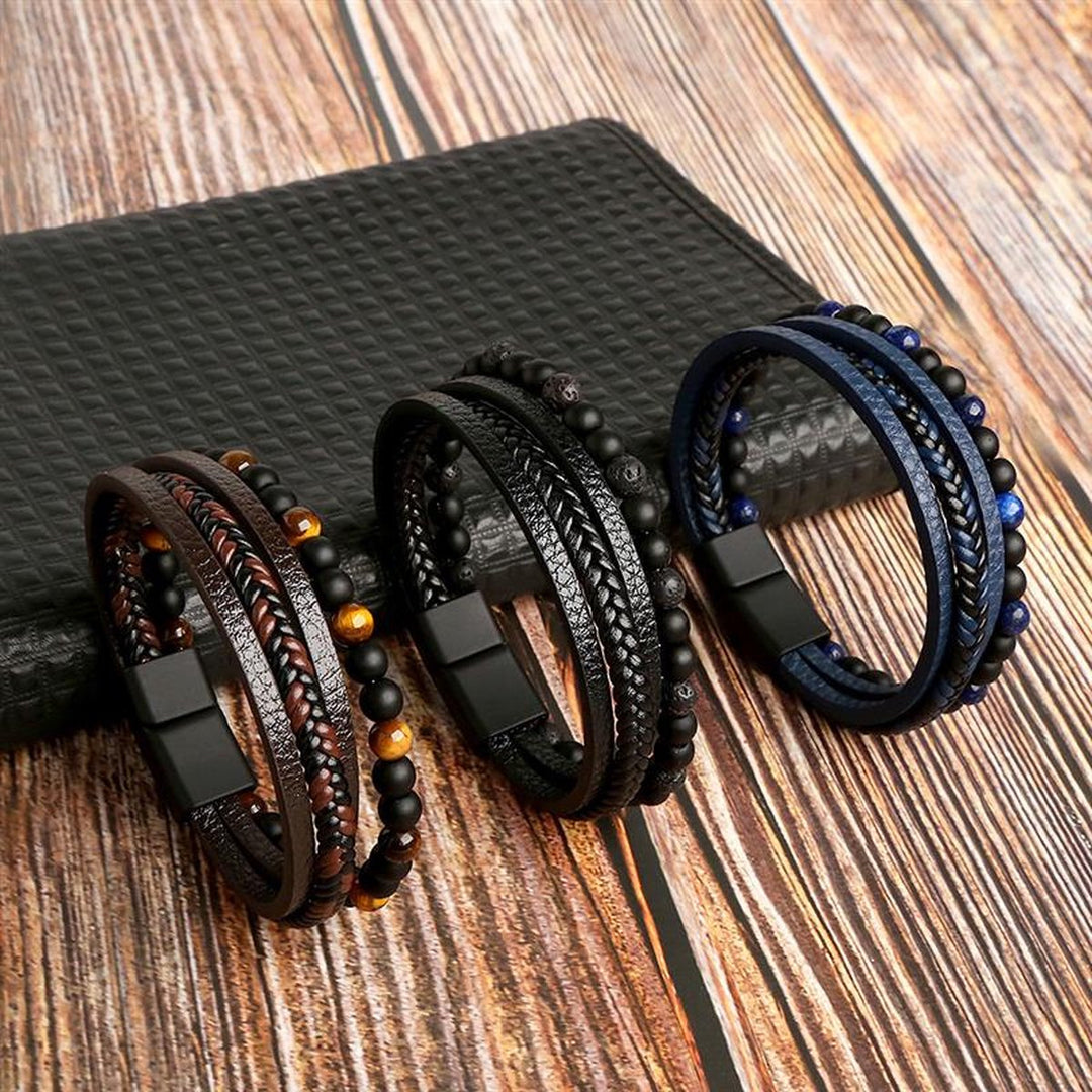 Lucas - Elegant leather bracelet set for the modern man