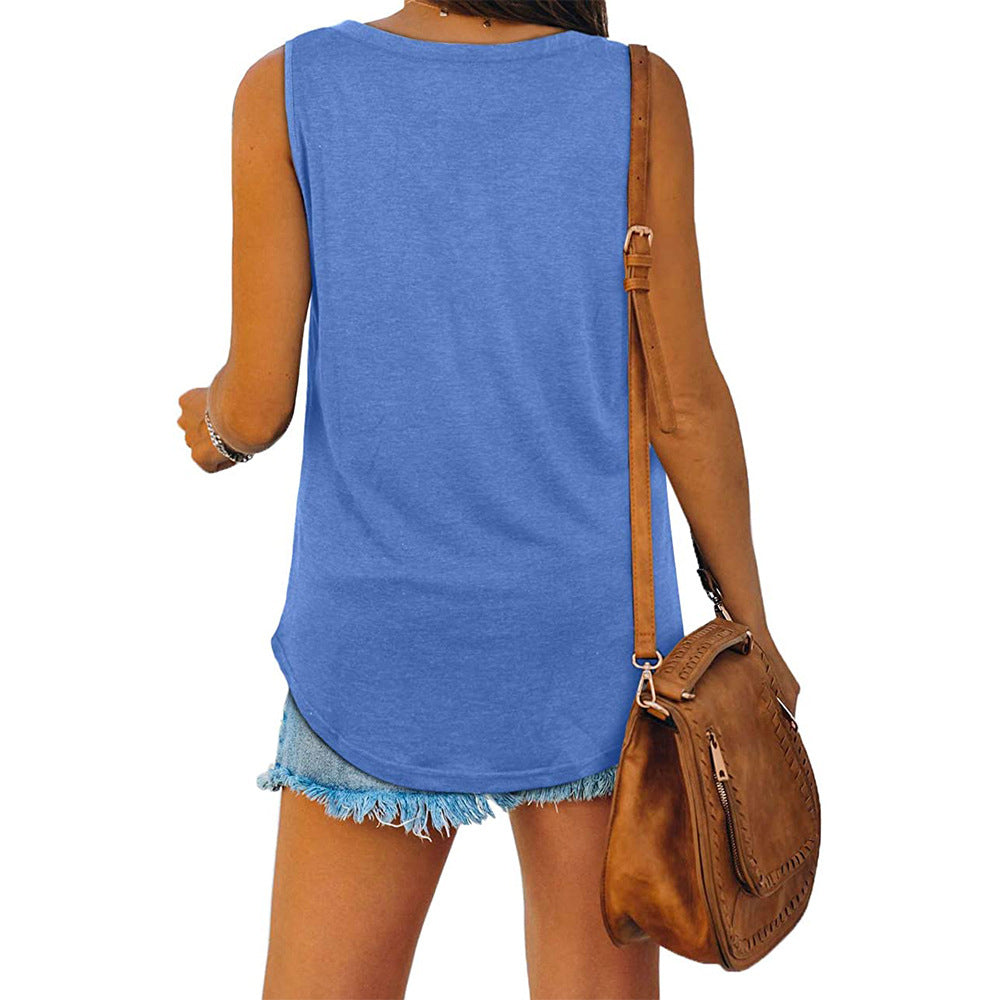 Michelle - Elegant Jersey Tank Top with V-Neck for Women