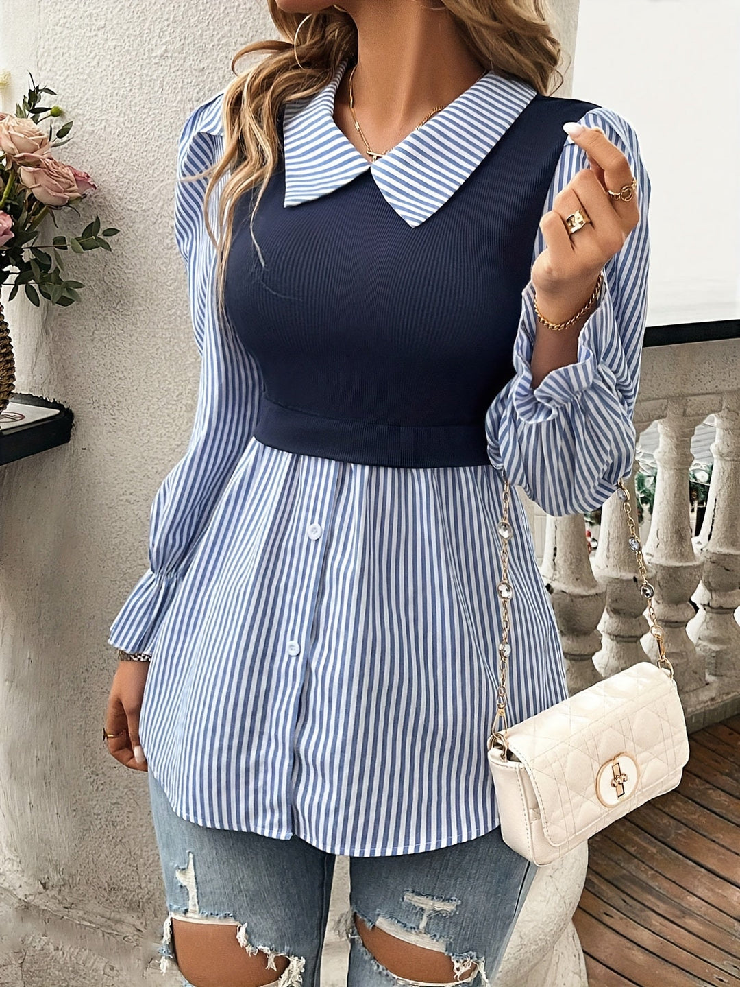 Olivia - Elegante gestreifte Bluse für Frauen in stilvoller Frühjahrs- und Herbstmode