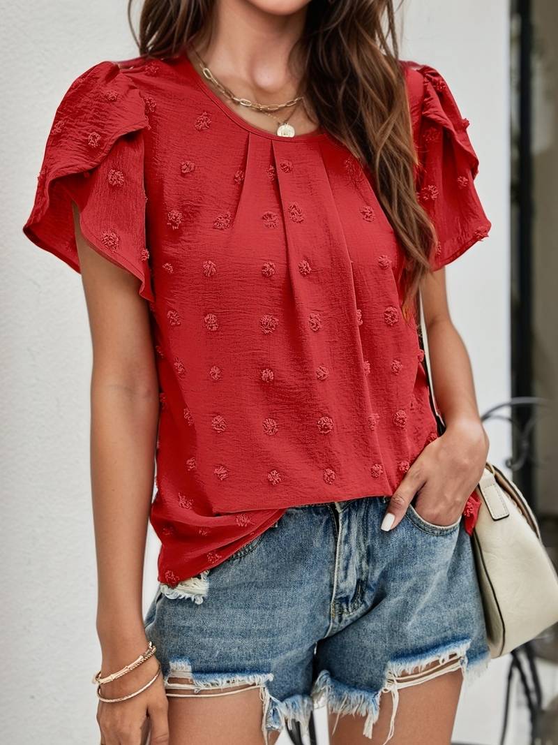 Charice - Charming Swiss Shirt with Floral Sleeves for Feminine Sophistication