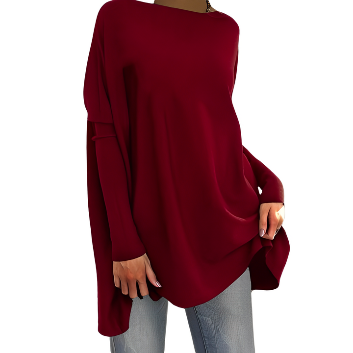 Kiana - Stylish oversized autumn blouse with long sleeves and elegant round neckline for women