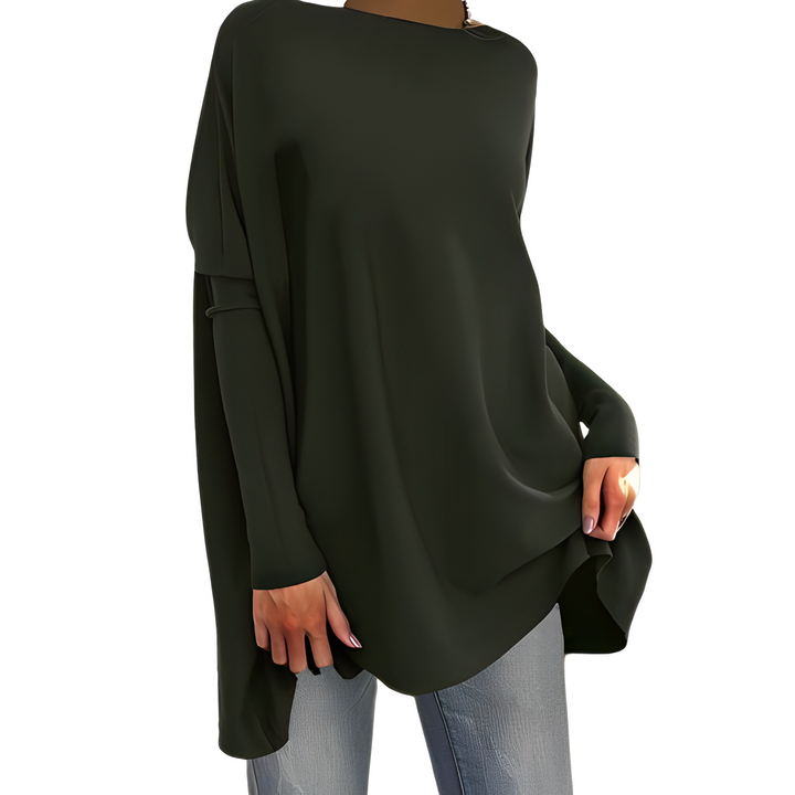 Kiana - Stylish oversized autumn blouse with long sleeves and elegant round neckline for women