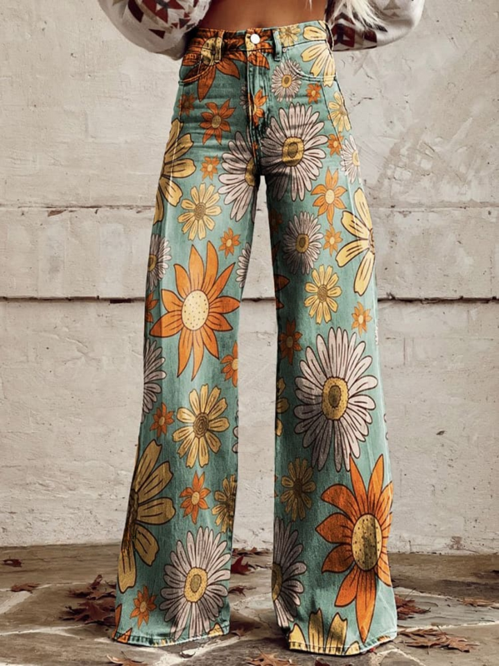 Mia™ - Weite Vintage-Blumen-Hosen