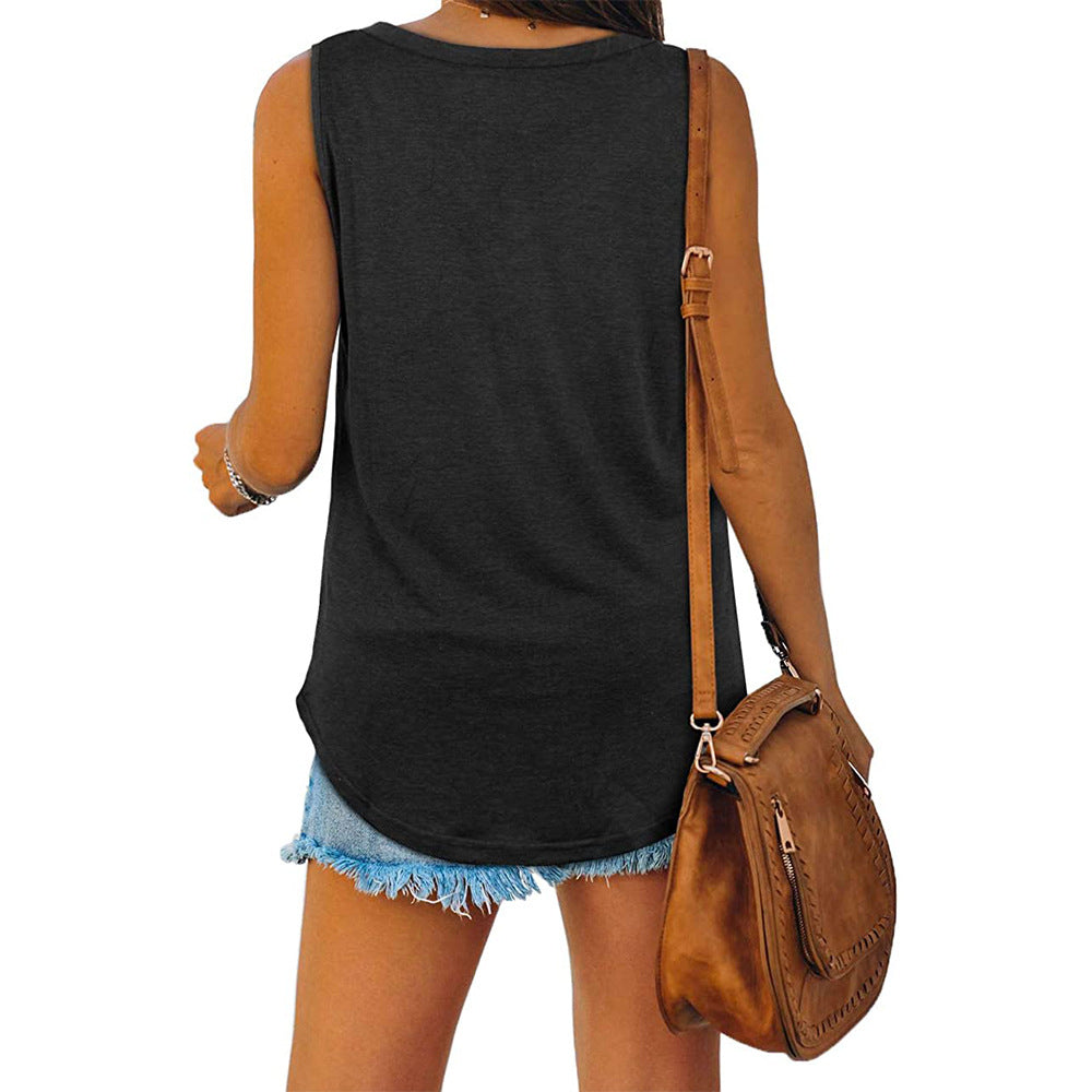 Michelle - Elegant Jersey Tank Top with V-Neck for Women