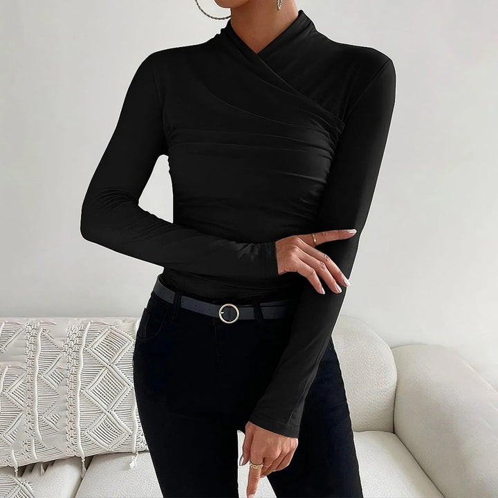 Blake - Schicke langärmelige Wickelbluse für den perfekten Herbstlook bei Frauen