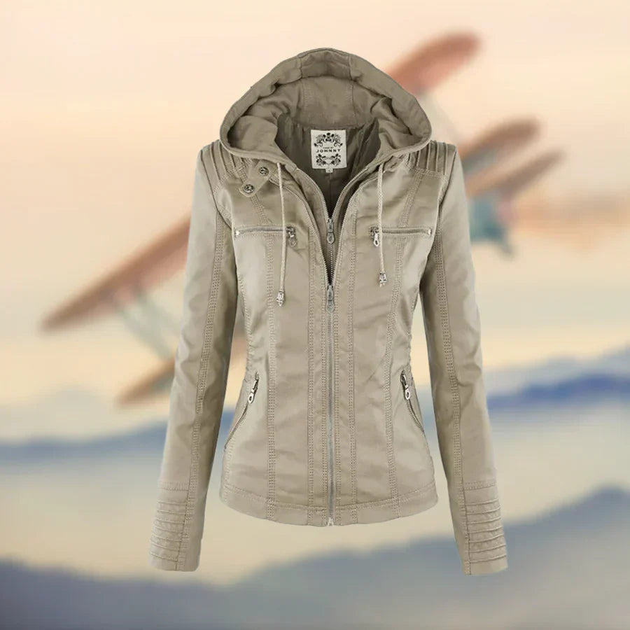 Amélie™ - Premium Leather Jacket with Hood