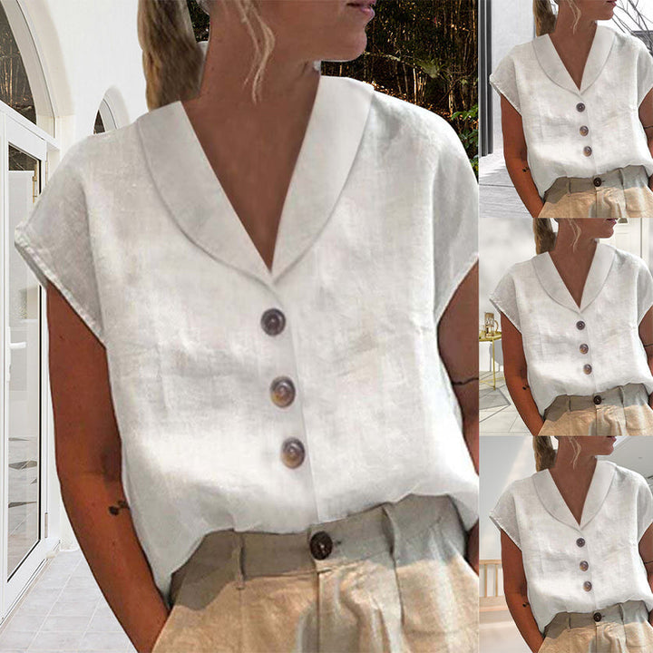 Arabella - Elegant Cotton and Linen T-Shirt for Women