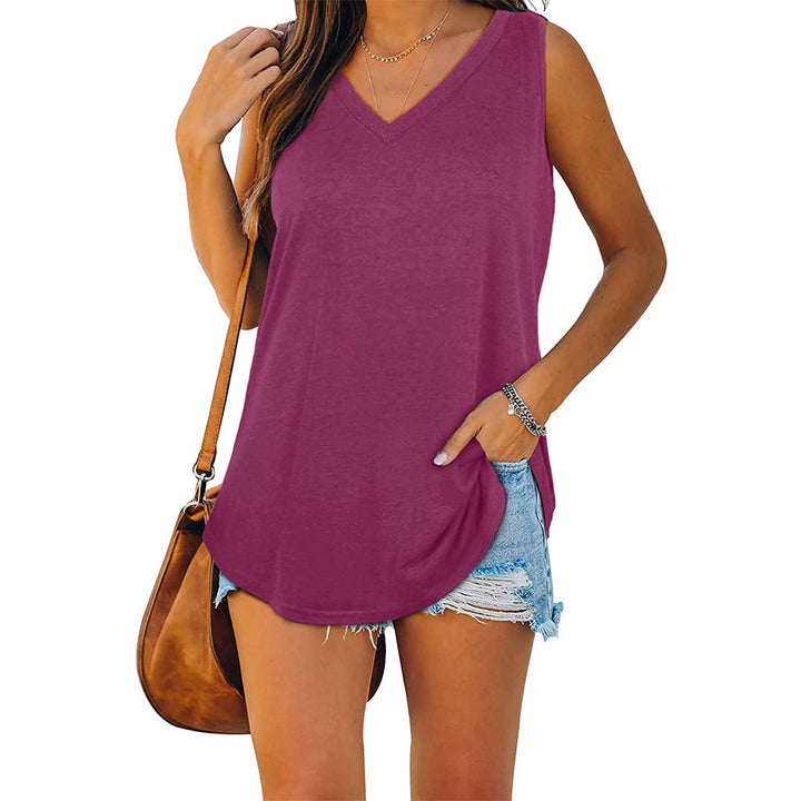 Michelle - Elegant Jersey Tank Top with V-Neck for Women