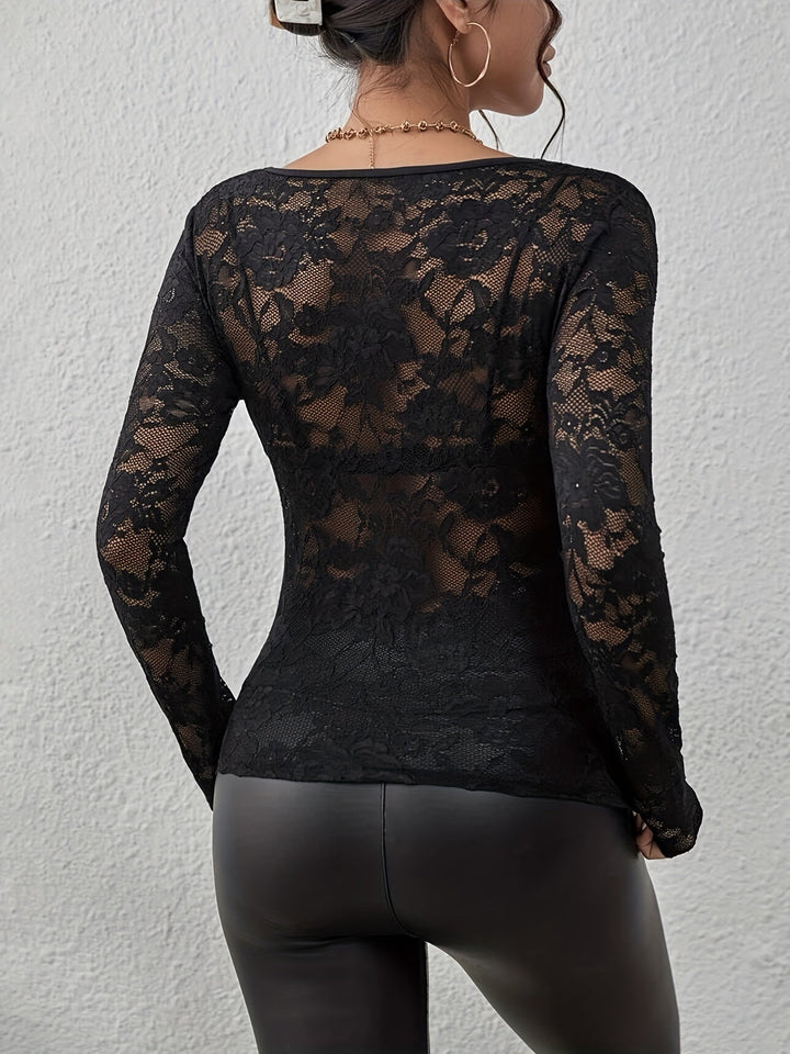 Paislee - Elegant Leather Blouse with Lace for Women for a Stylish Autumn