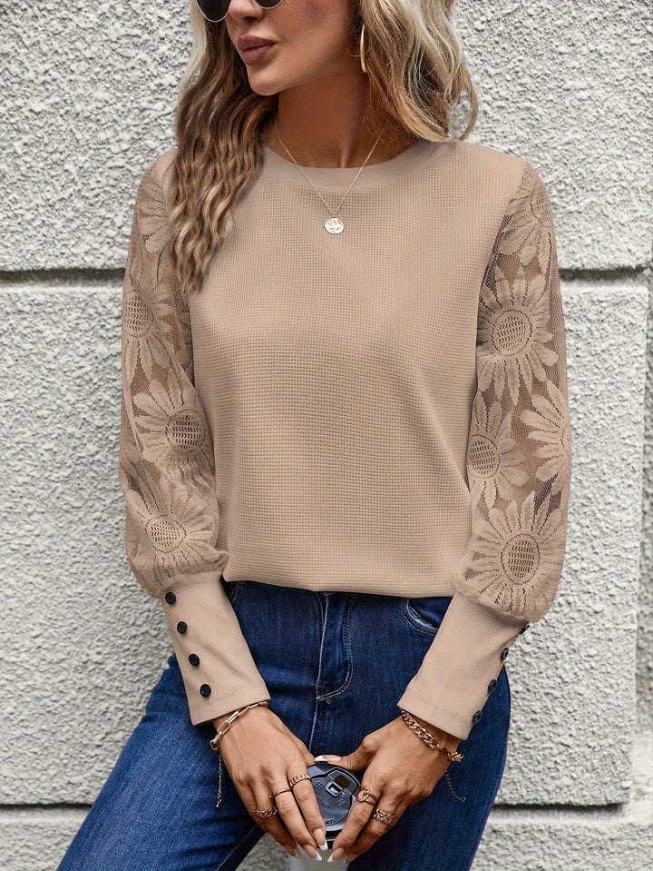 Barbara - Elegant chic floral lace blouse for autumn for women