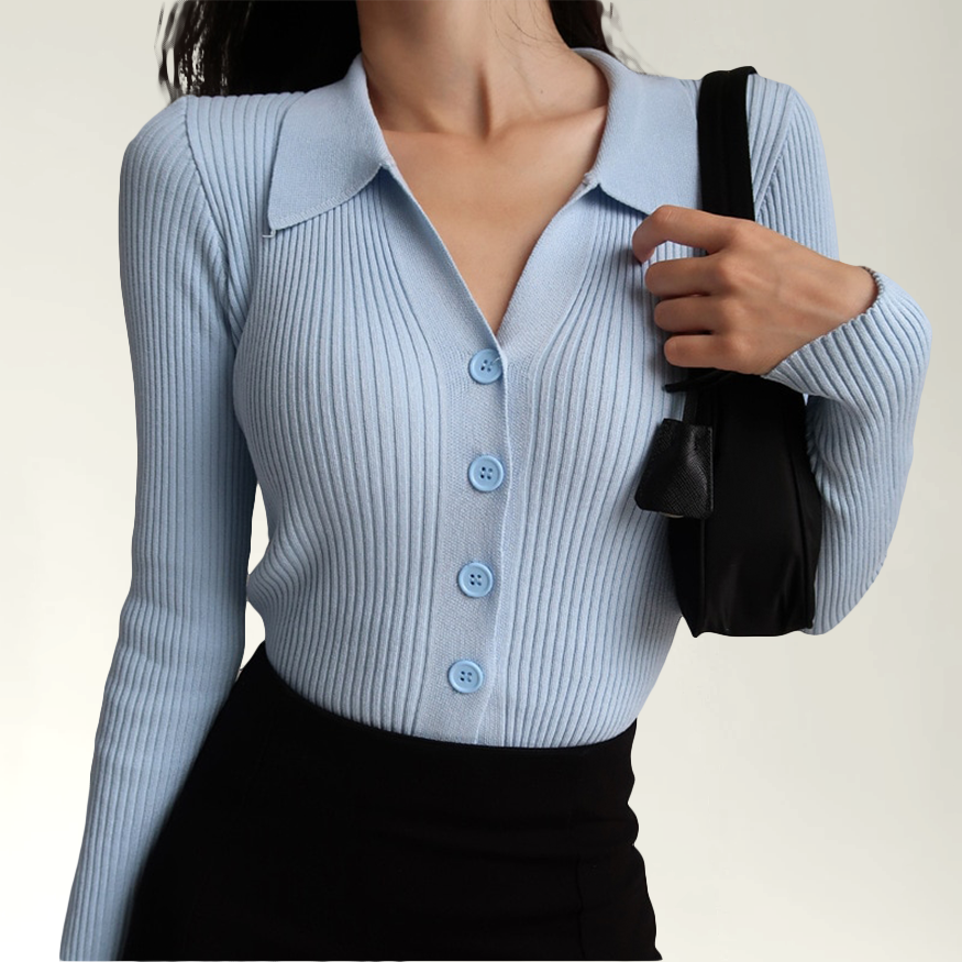 Piper - Elegant Slim Fit Ribbed Polo for the Fashion-Conscious Woman This Autumn