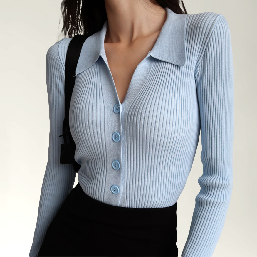 Piper - Elegant Slim Fit Ribbed Polo for the Fashion-Conscious Woman This Autumn