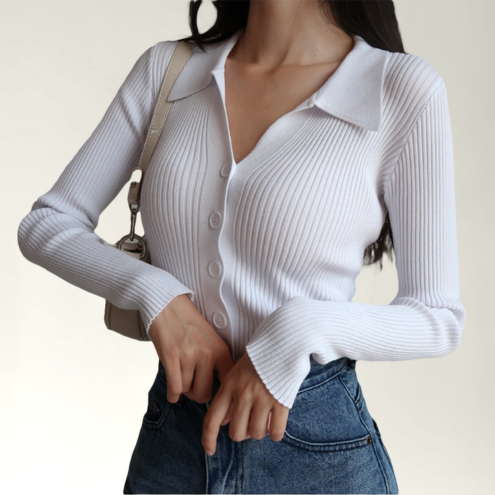 Piper - Elegant Slim Fit Ribbed Polo for the Fashion-Conscious Woman This Autumn