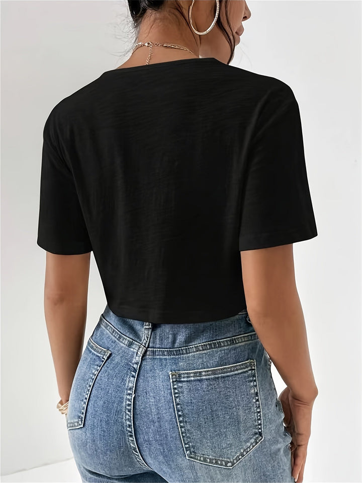 Chic cherry T-shirt with unique texture for women