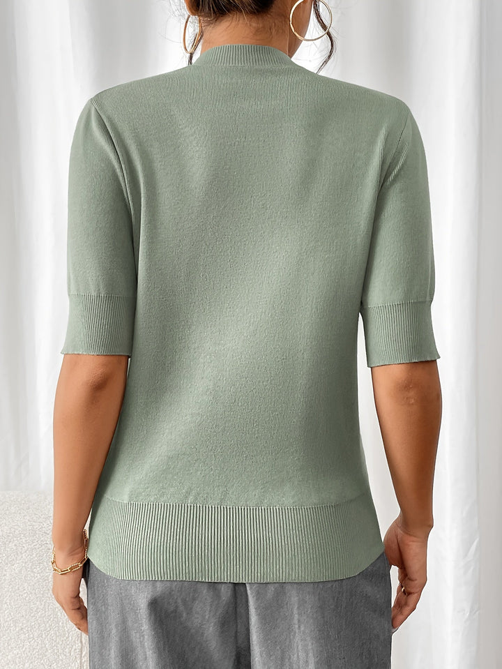 Stylish summer knit top with crew neckline for women | Elise