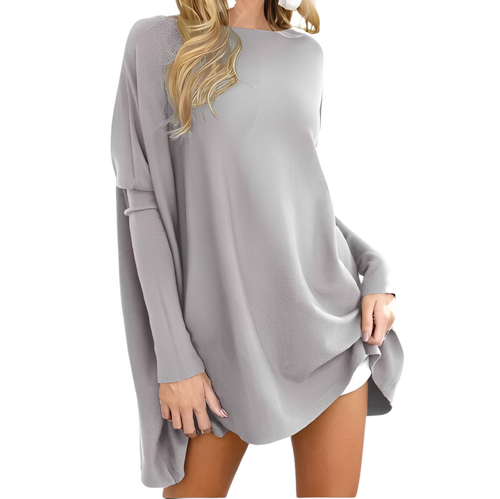 Kiana - Stylish oversized autumn blouse with long sleeves and elegant round neckline for women