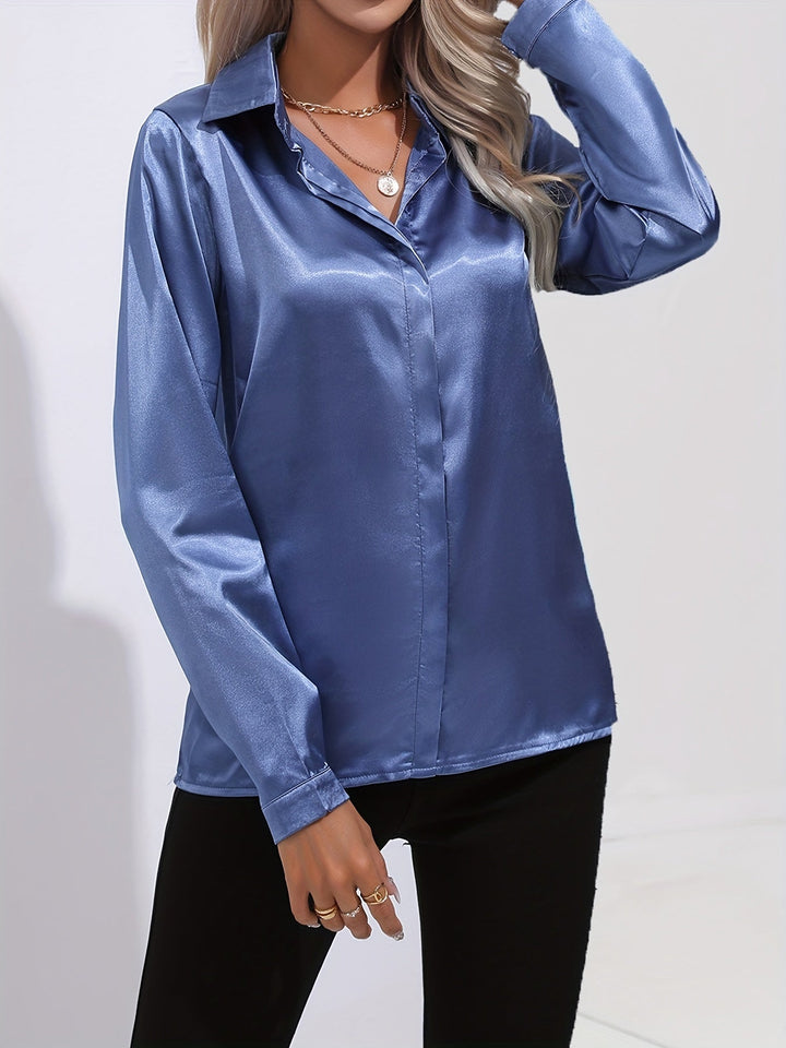 Radiant Autumn Elegance: Chic Satin Blouse for Women by Zariah