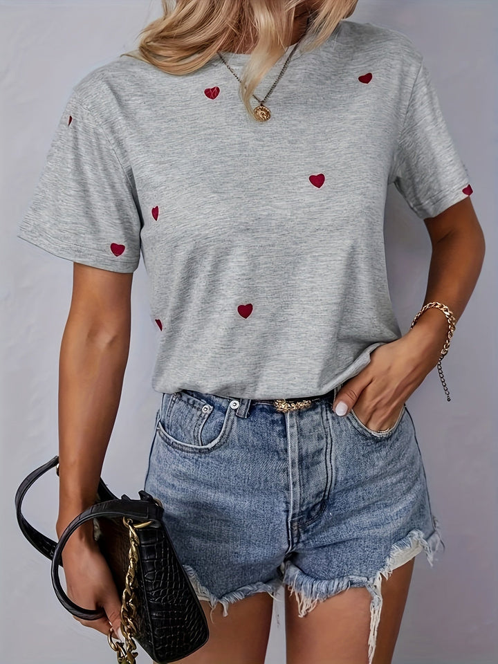 Alissa - T-shirt stylé avec motif cœur charmant pour femmes