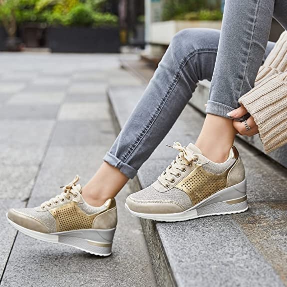 Amelia - Baskets orthopédiques stylées avec talon haut élégant et talon compensé confortable