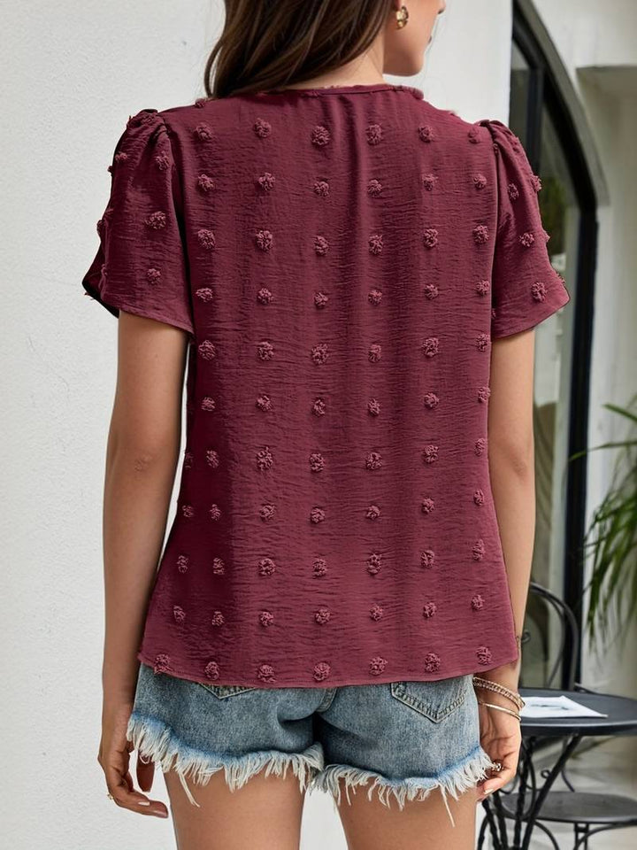Charice - Charming Swiss Shirt with Floral Sleeves for Feminine Sophistication
