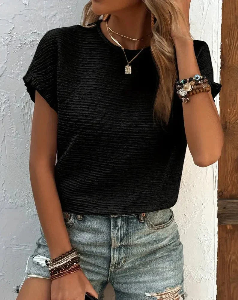 Jinky - Stylisches süßes T-Shirt mit Rundhalsausschnitt und kurzen Ärmeln für Frauen