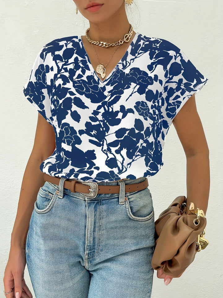 Ariel - Trendy summer blouse with floral design for women