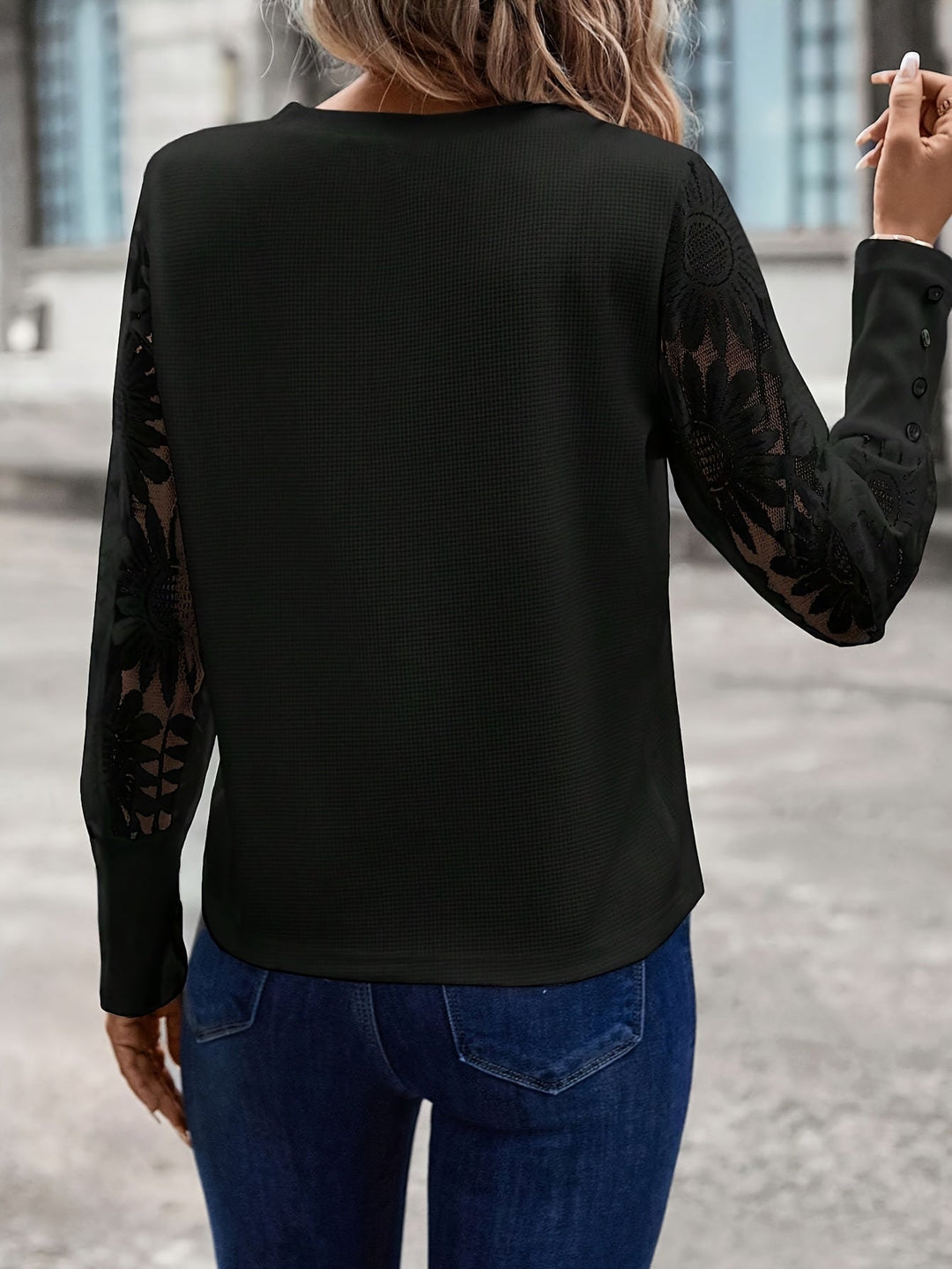 Barbara - Elegant chic floral lace blouse for autumn for women