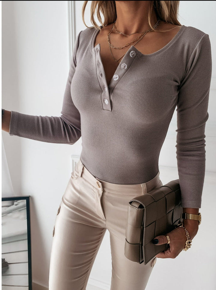 Candice - T-shirt Henley élégant et confortable pour femmes