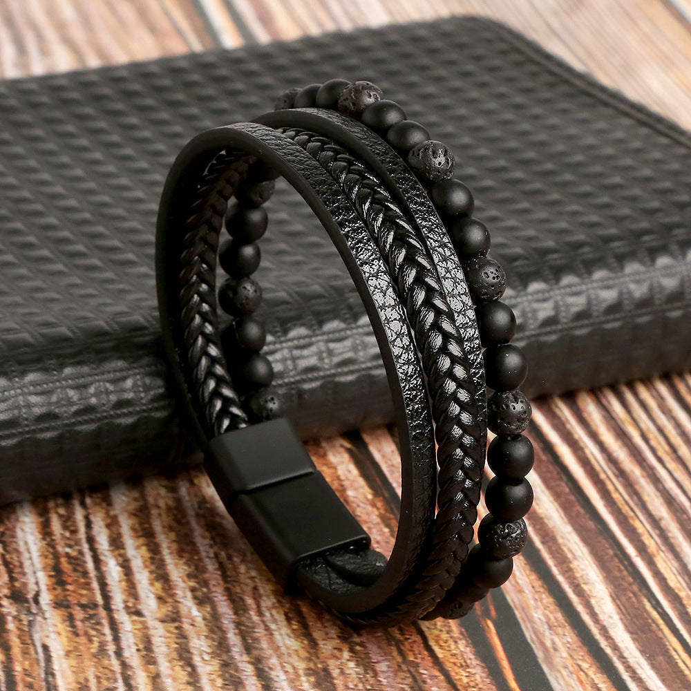 Lucas - Elegant leather bracelet set for the modern man
