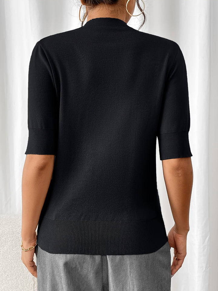Stylish summer knit top with crew neckline for women | Elise