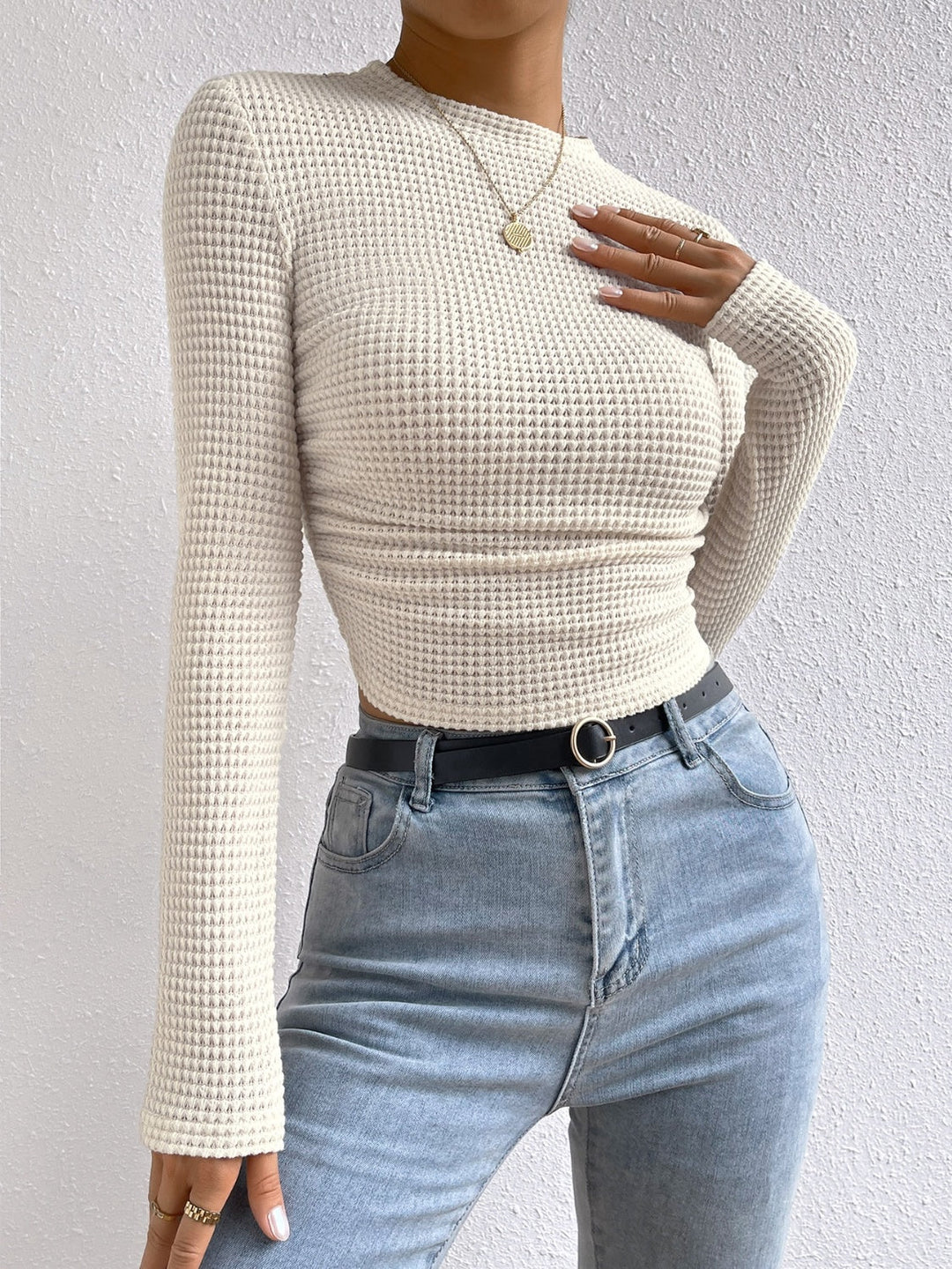 Monica - Casual Autumn Crew Neck Shirt with Long Sleeves for Women