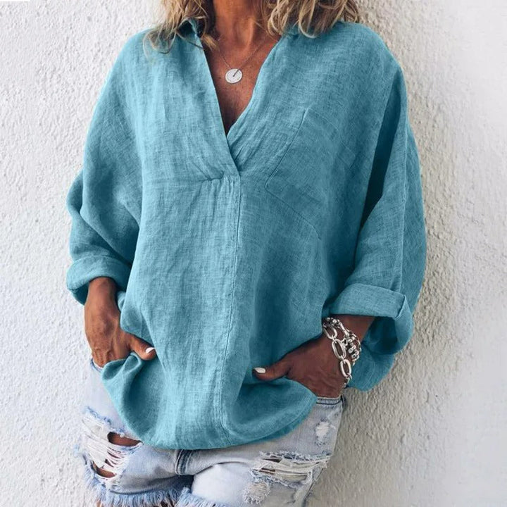 Victoria - Elegant Cotton Blouse with Classic Design for Women