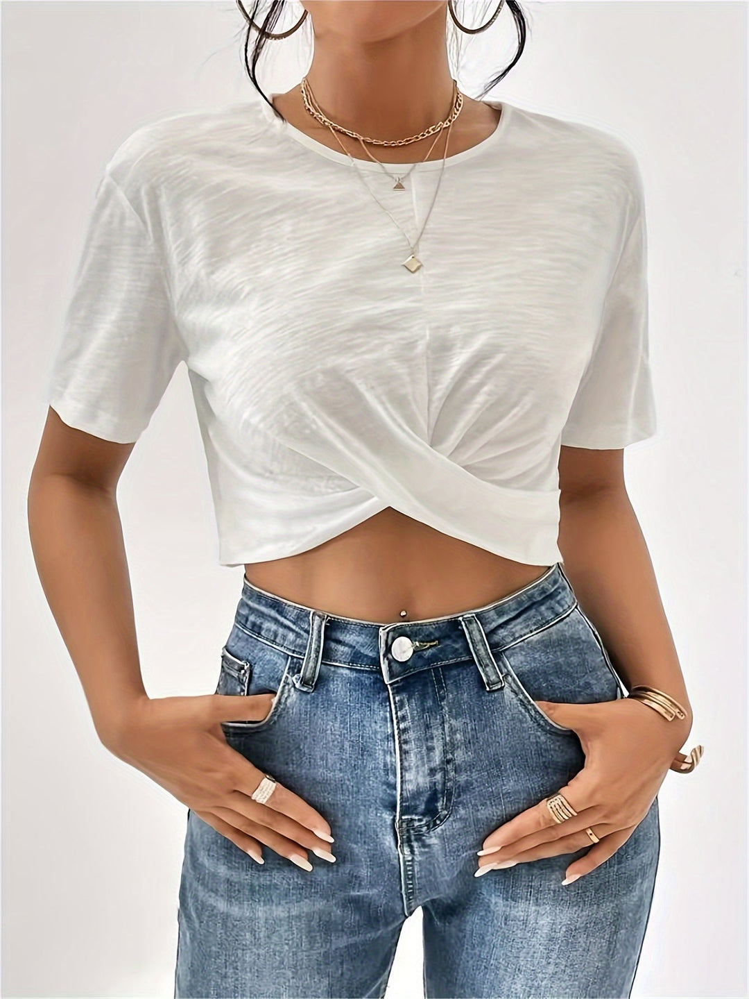 Chic cherry T-shirt with unique texture for women