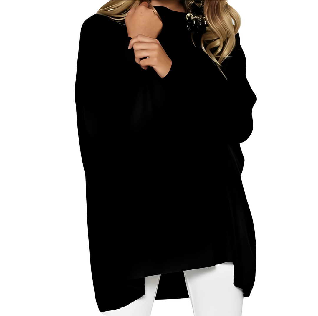 Kiana - Stylish oversized autumn blouse with long sleeves and elegant round neckline for women