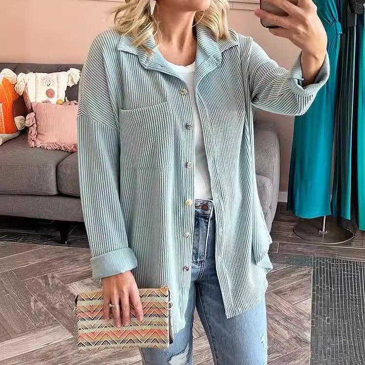 Aria - Stylische langärmelige Herbstbluse mit trendigen Streifen für Frauen
