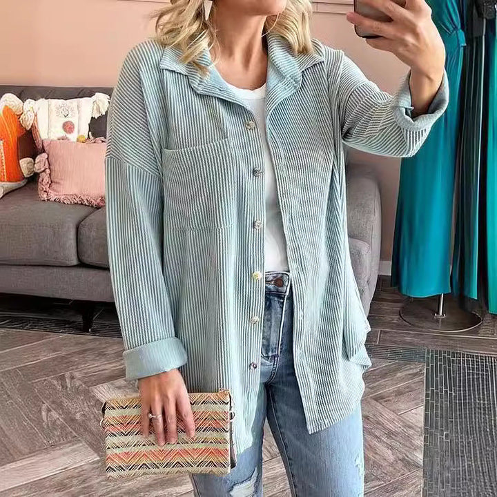 Aria - Stylische langärmelige Herbstbluse mit trendigen Streifen für Frauen