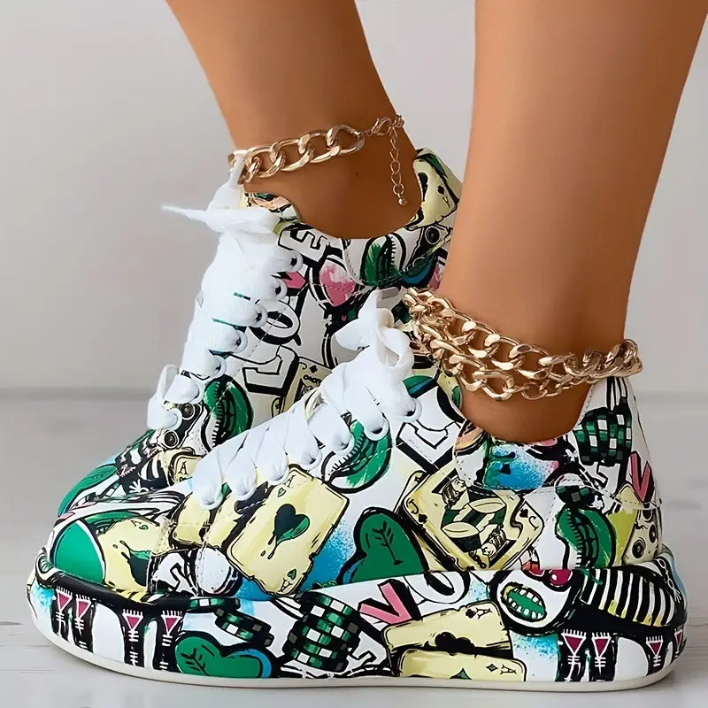 Lia™ - Sneakers mit Graffiti-Print