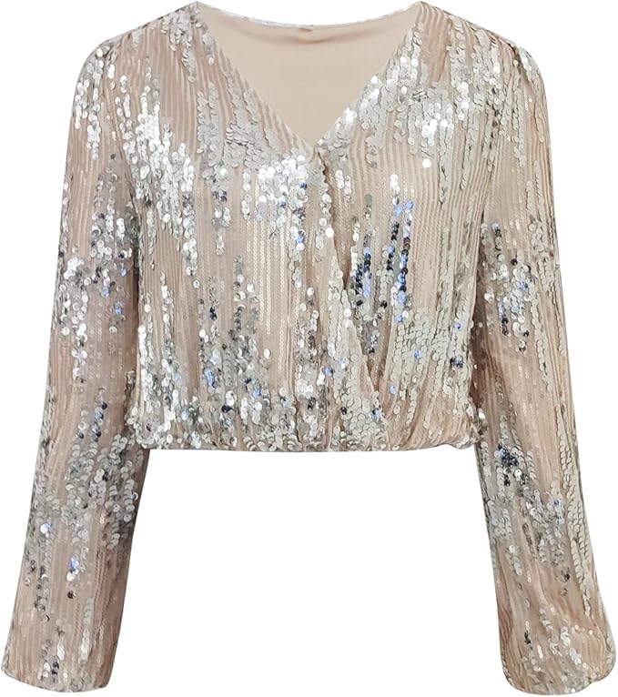 Scarlet - Elegant Fall Classic Silver Long-Sleeve Blouse for Women