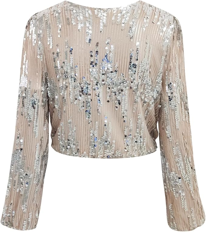 Scarlet - Elegant Fall Classic Silver Long-Sleeve Blouse for Women