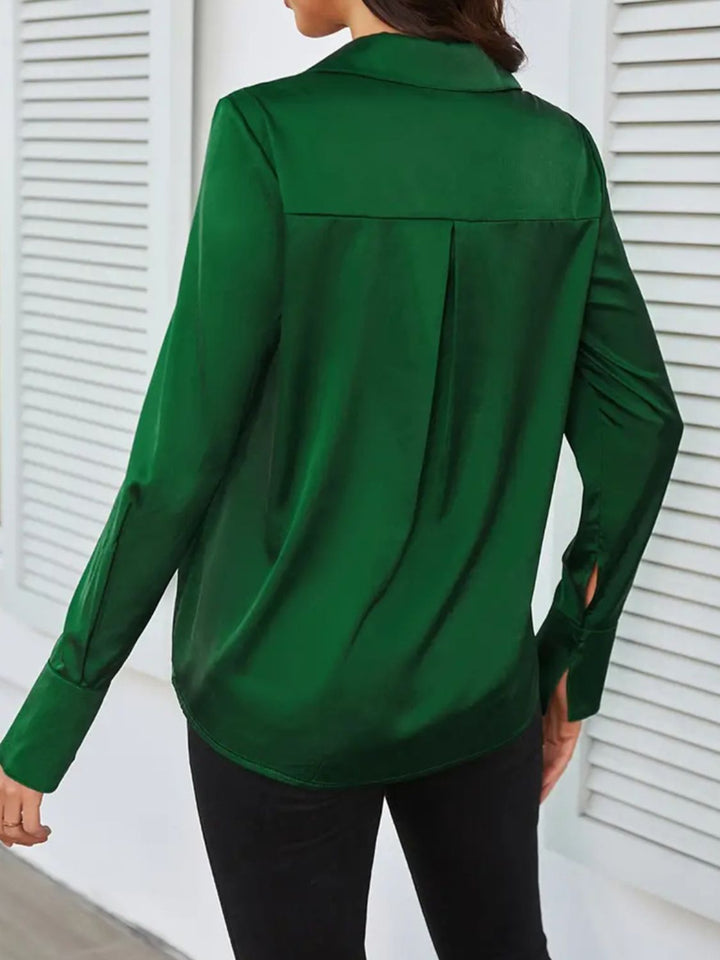 Nikki - Elegant Dark Green Long-Sleeve Blouse for Fall for Women