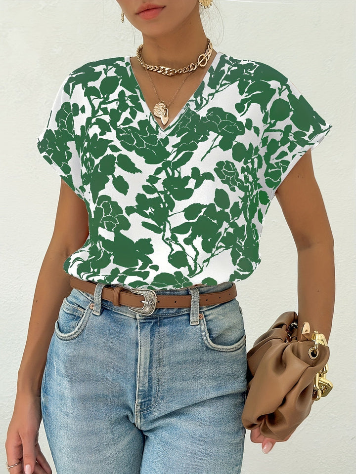 Ariel - Trendy summer blouse with floral design for women
