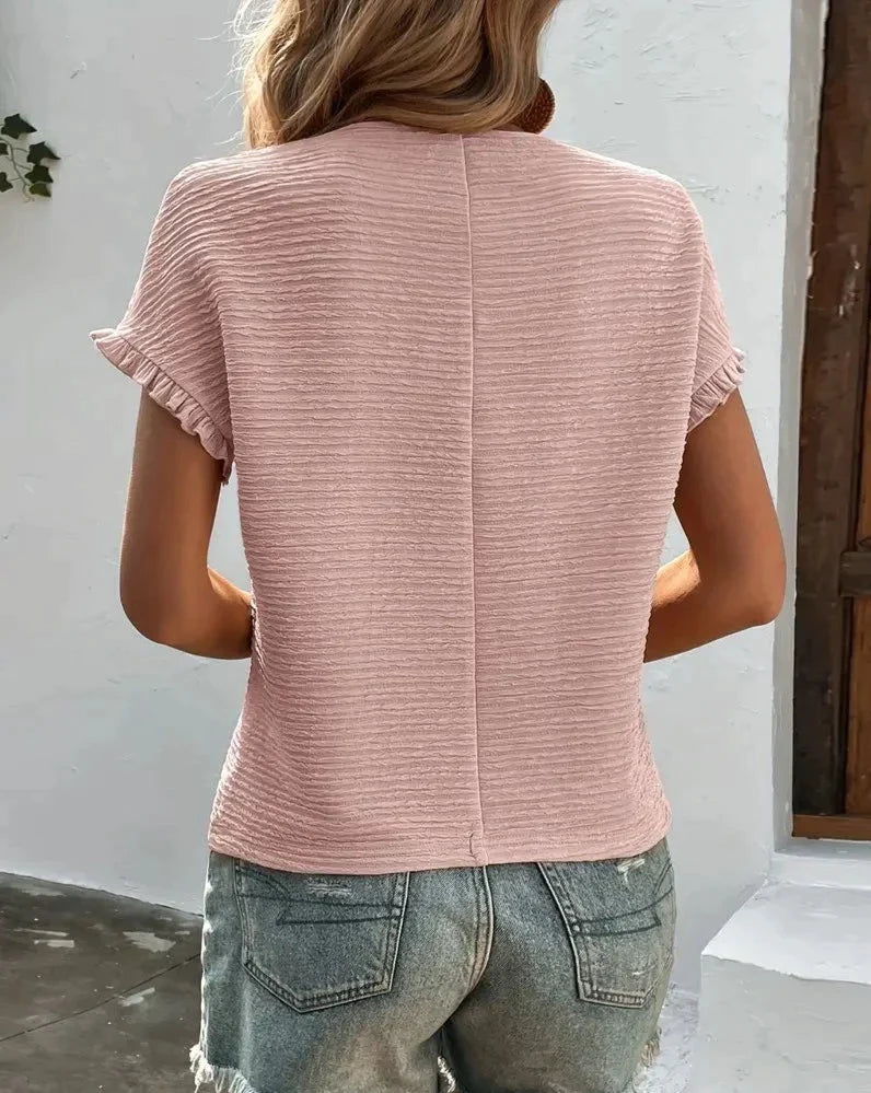 Jinky - Stylisches süßes T-Shirt mit Rundhalsausschnitt und kurzen Ärmeln für Frauen