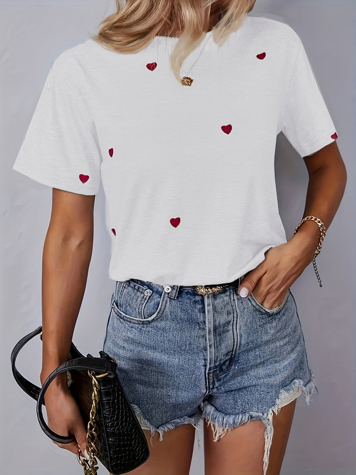 Alissa - T-shirt stylé avec motif cœur charmant pour femmes