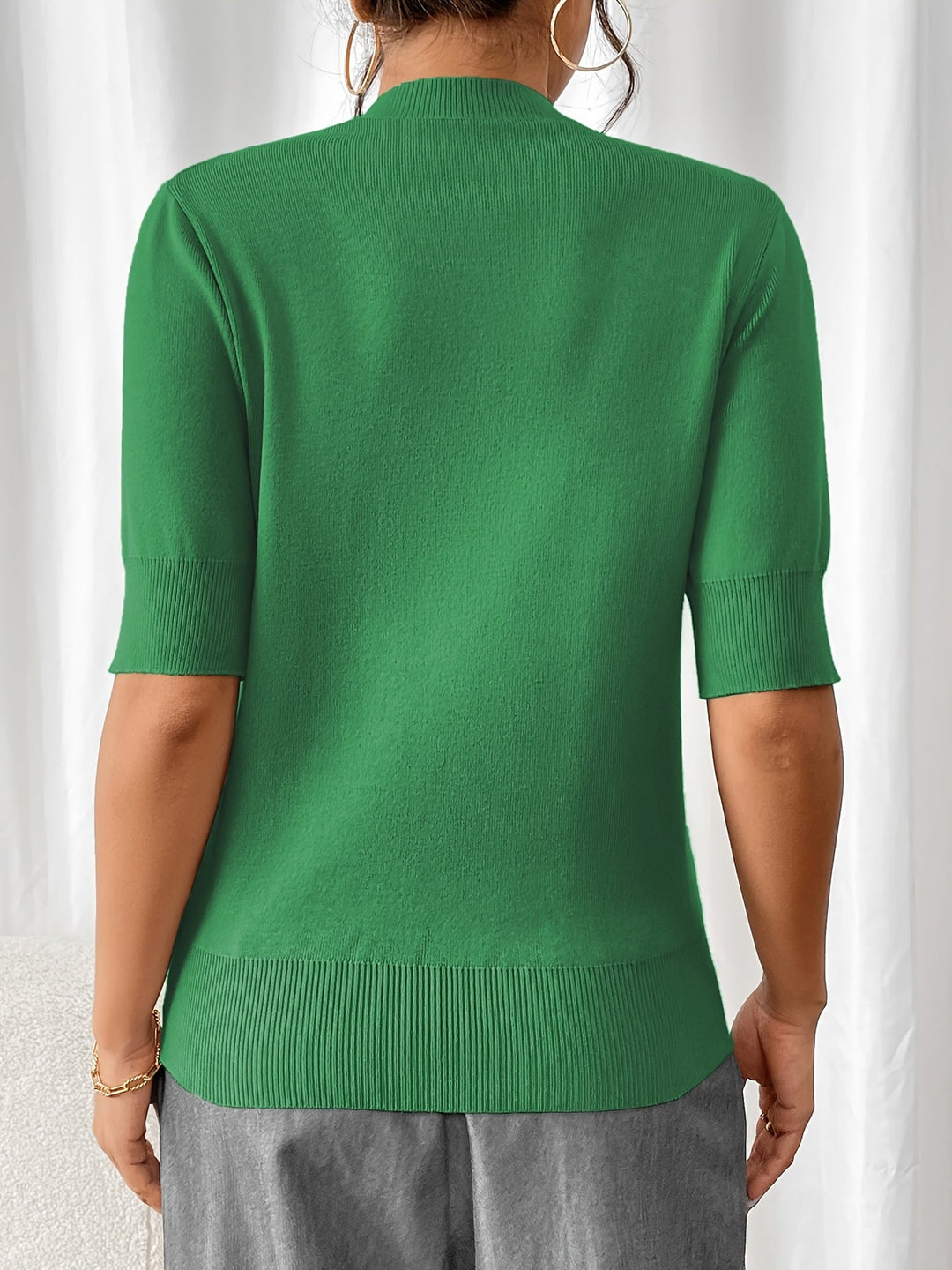 Stylish summer knit top with crew neckline for women | Elise