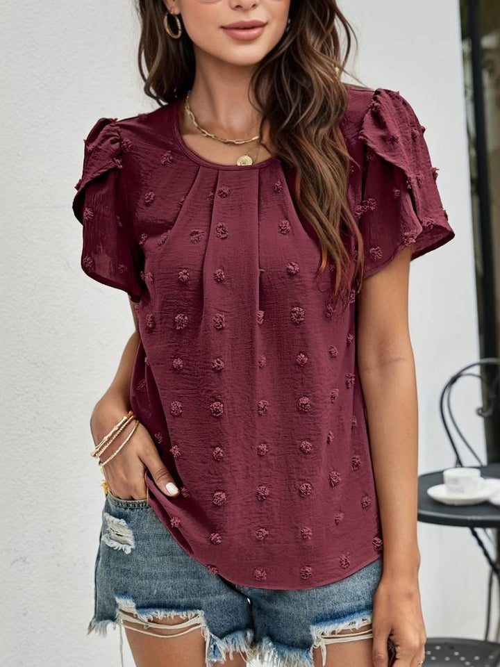 Charice - Charming Swiss Shirt with Floral Sleeves for Feminine Sophistication