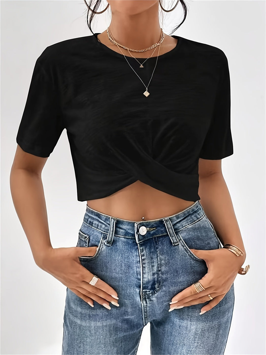 Chic cherry T-shirt with unique texture for women