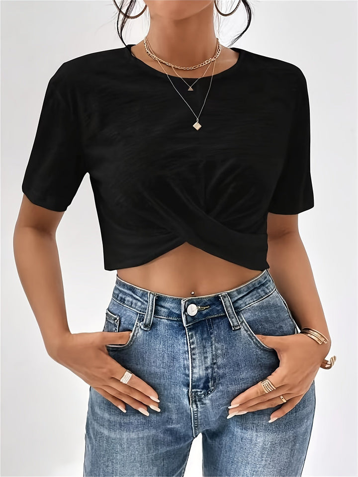 Chic cherry T-shirt with unique texture for women